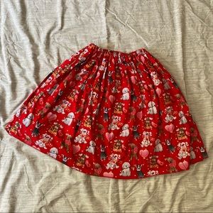 Valentine’s Puppy Dog Handmade Skirt Pockets Sz M